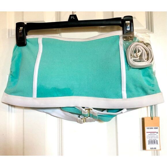 KONA SOL - NWT - L Sz 1X (16W - 18W) Terry-Textured Bandeau Bikini Top w/Binding - Picture 3 of 13